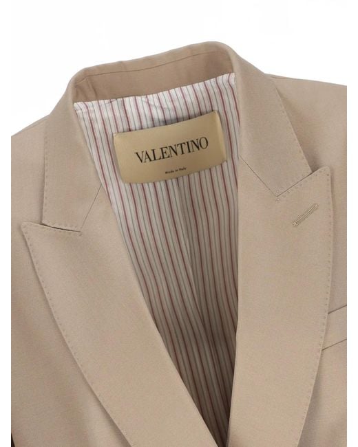 Valentino Natural Solid Double-Breasted Blazer