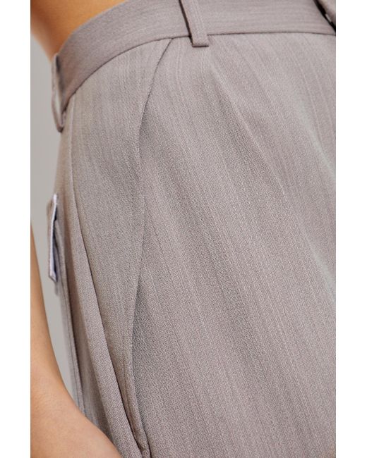 Victoria Beckham Gray Wide-Leg Trousers