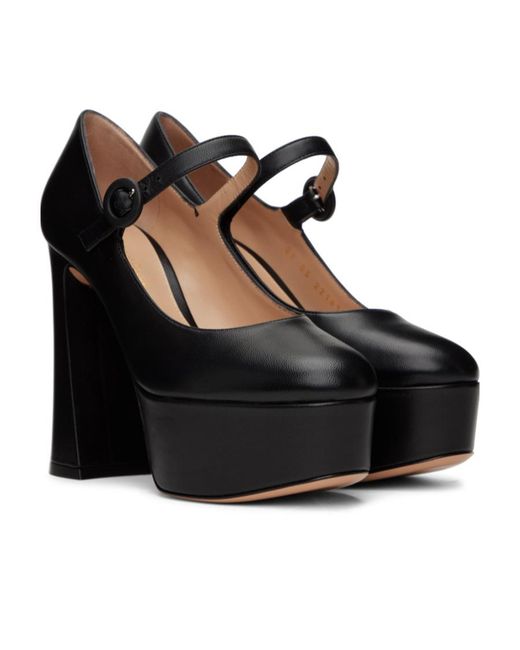 Gianvito Rossi Black Mary Jane 130Mm Leather Platform Pumps