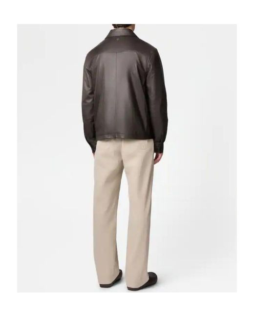 Tod's Gray Zipped Leather Overshirt for men