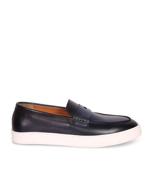 Doucal's Blue Slotted Penny Loafers for men