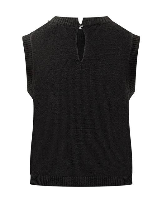 Semicouture Black Crystal-Embellished Sleeveless Top