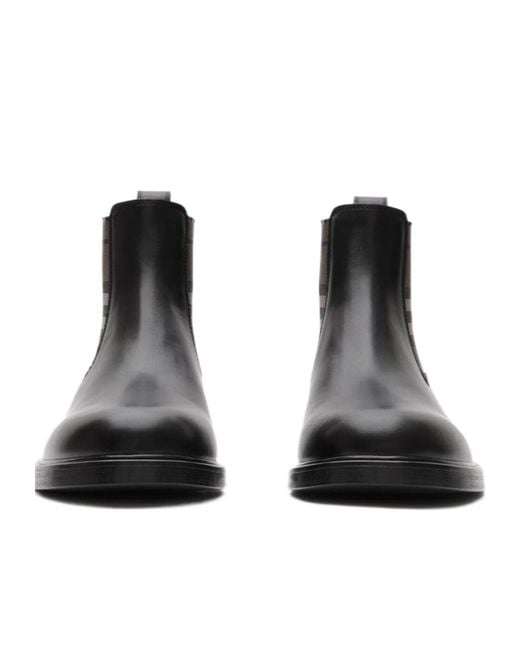 Burberry Black Pembroke Checked Ankle Boots for men