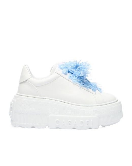 Casadei Blue Nexus Fluffy-Lace Low-Top Sneakers