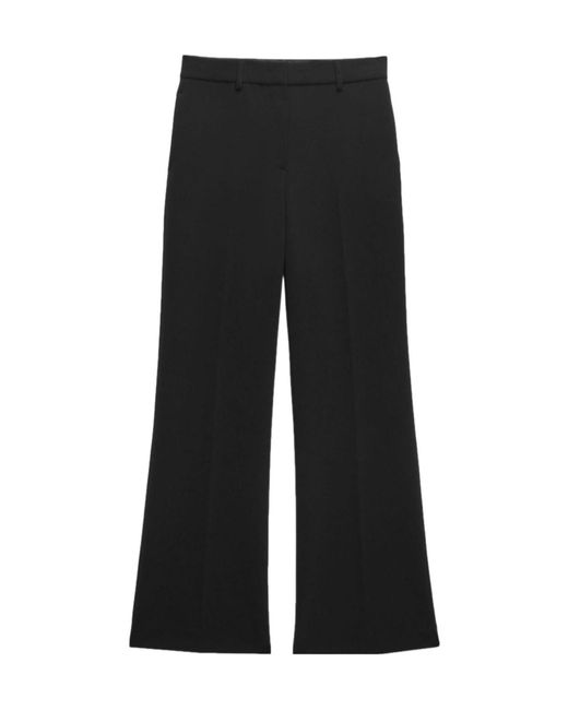 MSGM Black High-Waisted Straight Leg Trousers