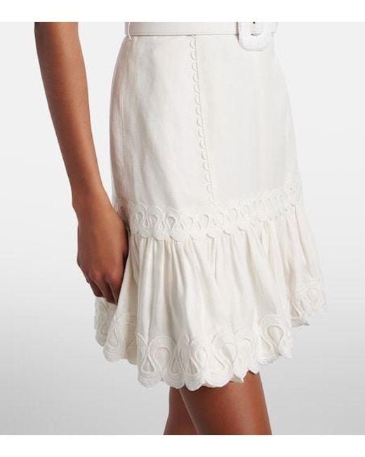 Rebecca Vallance White Kahlia Embroidered Linen-Blend Minidress