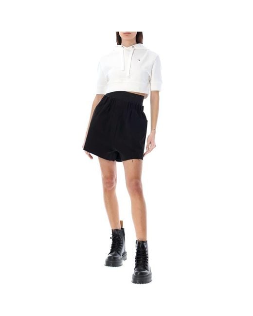 Raf Simons White Drawstring Cropped Hoodie