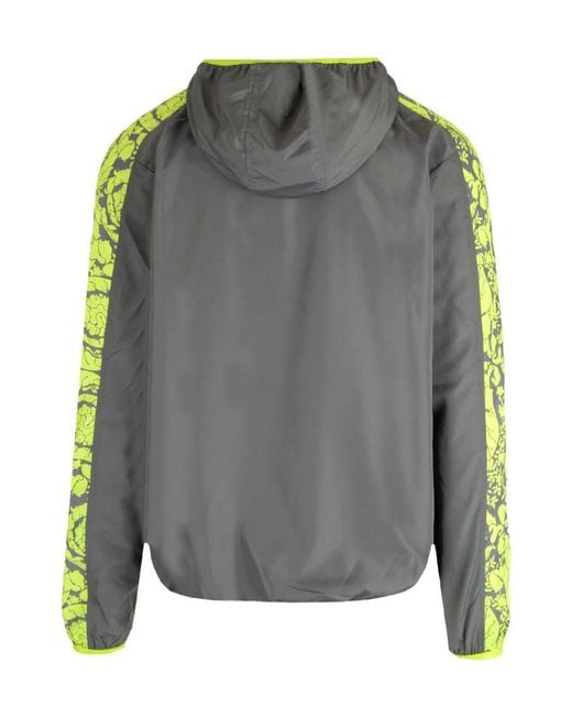 Versace Gray Logo Printed Half-Zip Jacket for men