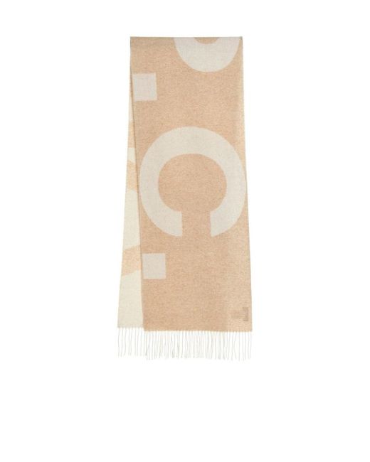 A.P.C. White Logo Detailed Fringed Scarf for men