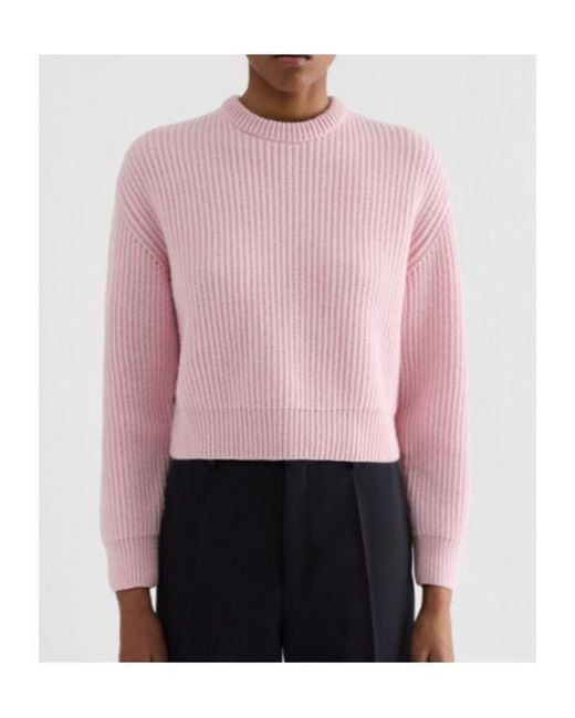 Jil Sander Pink Ribbed Crew-Neck Knitted Jumper