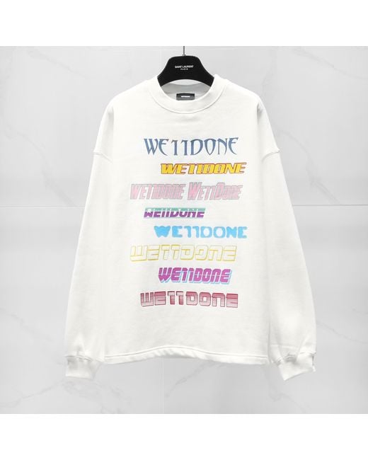 we11done White Logo Printed Long-Sleeved Sweatshirt for men