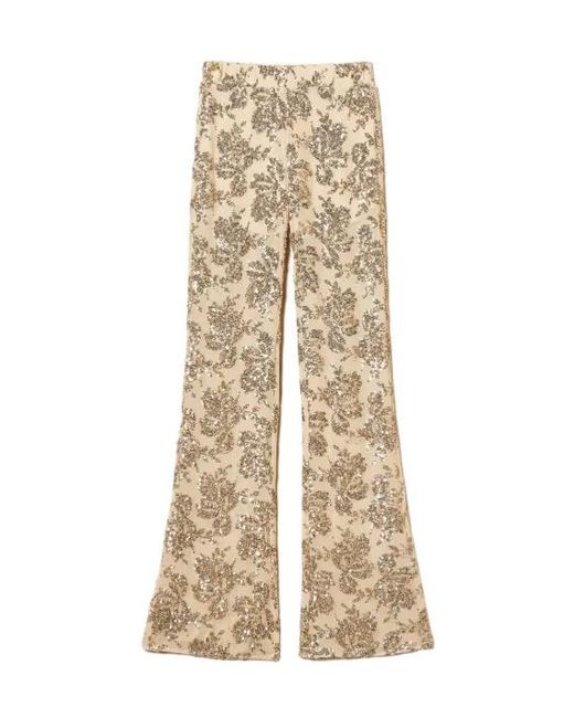 Twinset Natural Sequin-Embellished Trousers