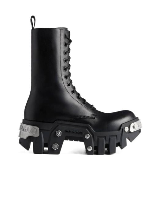 Balenciaga Men's Black Bulldozer Lace-Up Boot