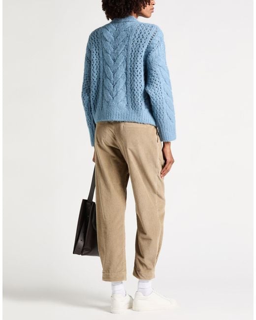 Brunello Cucinelli Blue Medium-Thickness V-Neck Solid-Color Long-Sleeved Knitted Sweater