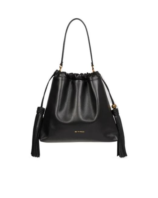 Etro Black Kalispera Tassel Shoulder Bag