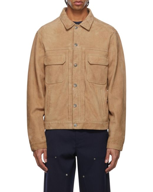 424 Natural Button-Up Leather Jacket for men
