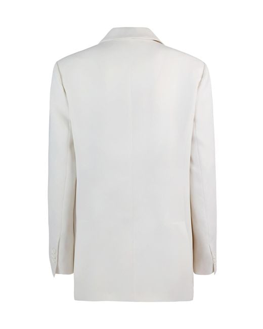 P.A.R.O.S.H. White Double Lapel Single-Breasted Suit Jacket