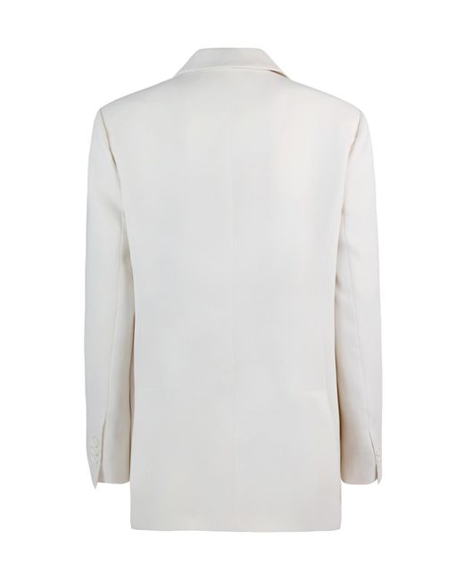 P.A.R.O.S.H. White Double Lapel Single-Breasted Suit Jacket