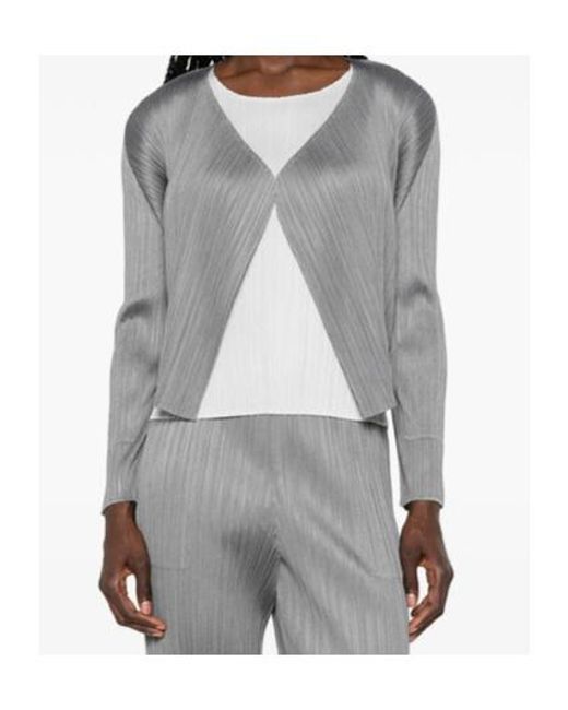 Pleats Please Issey Miyake Gray Pleated Long-Sleeve Jacket