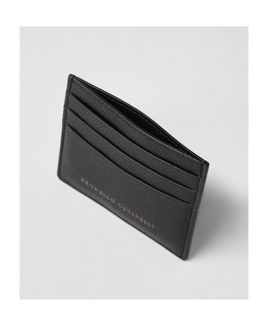 Brunello Cucinelli Black Grain Leather Card Holder