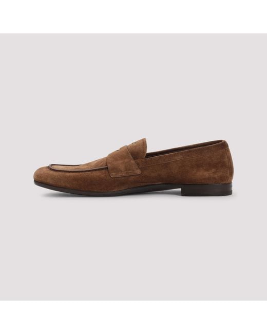 Prada Brown Logo-Detailed Penny Loafers for men