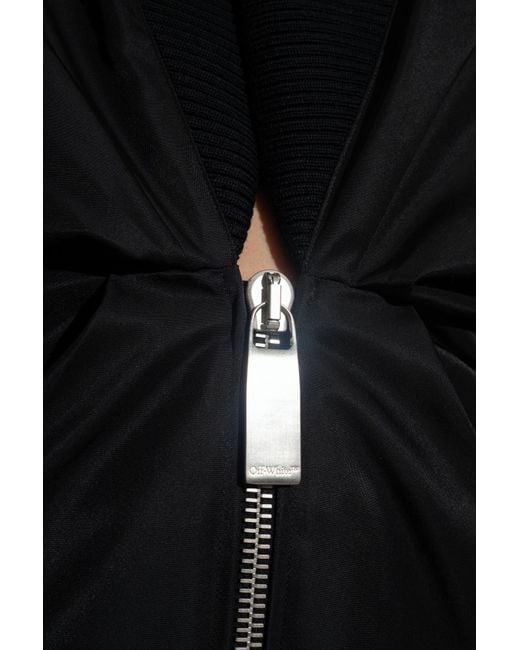 Off-White c/o Virgil Abloh Blue Ruched Puff-Sleeved Dress
