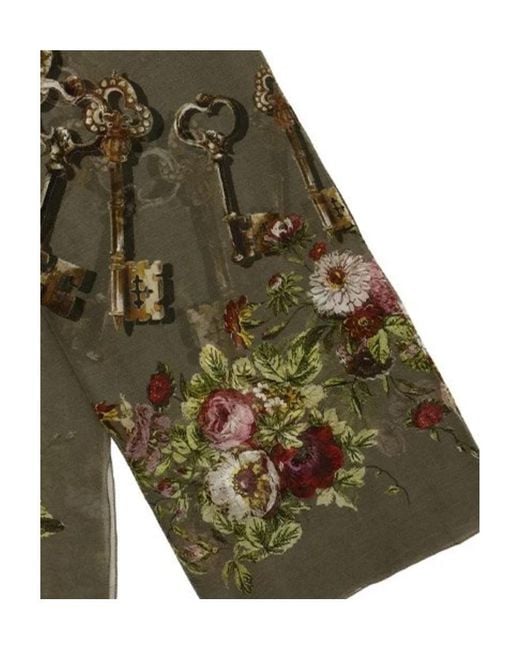 Dolce & Gabbana Green Printed Silk Scarf for men