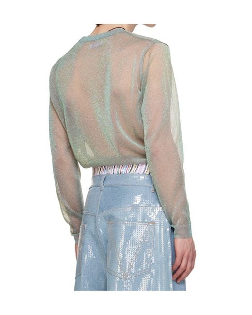 ERL Blue V-Neck Lurex Jumper for men