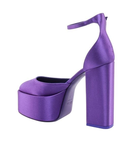 Paris Texas Purple Round Toe Platform Pumps