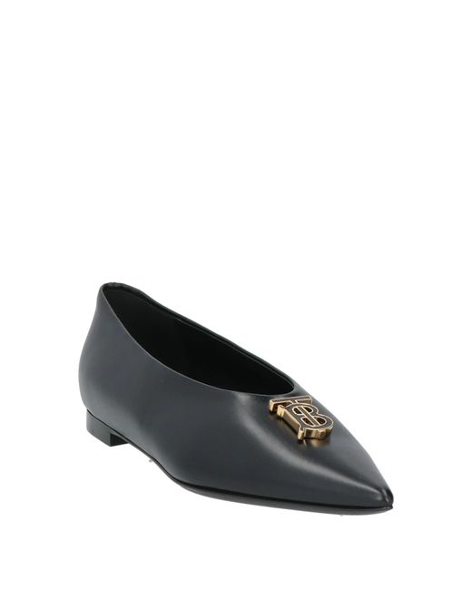 Burberry Black Minimalist Leather Ballet Flats