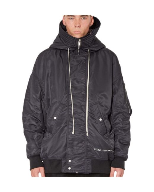 Rick Owens Black Logo-Patch Hooded Jacket for men