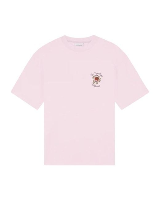 Drole de Monsieur Pink Drôle De Monsieur Crewneck Straight Hem T-Shirt for men