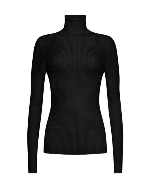 Wolford Black Ribbed Turtleneck Knitwear