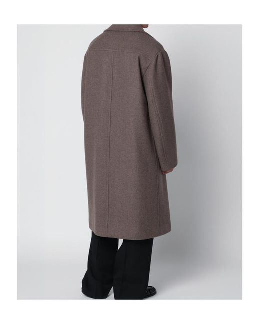 Dries Van Noten Gray Taupe Double-Breasted Coat for men