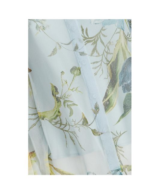 Erdem Blue Flower Print Long-Sleeve Shirt