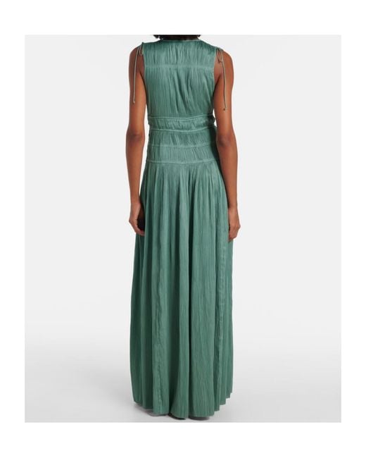 Ulla Johnson Green Tasneem Satin Plissé Gown
