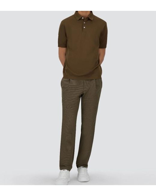 Herno Green Short-Sleeved Knitted Polo Shirt for men