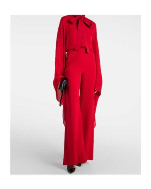 Elie Saab Red Tie-Neck Silk Blouse