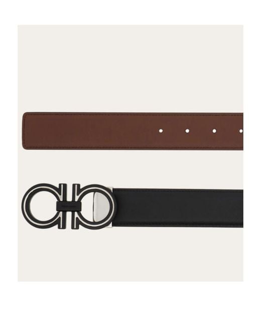 Ferragamo White Reversible And Adjustable Gancini Belt for men