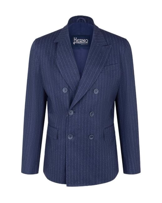 Herno Blue Long-Sleeve Blazer for men