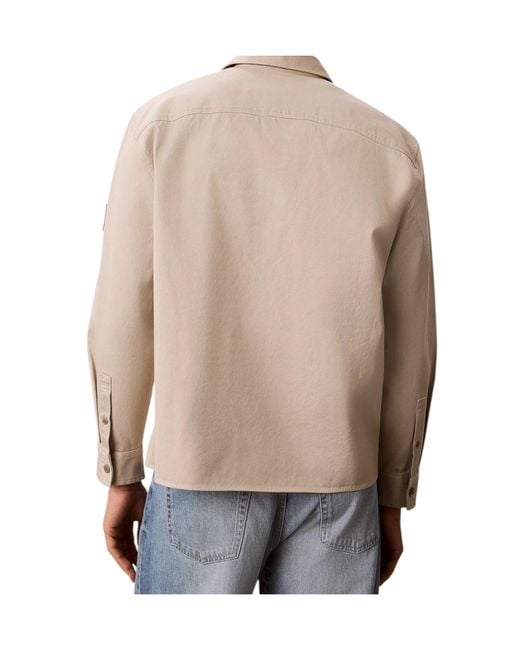 Calvin Klein Blue Cotton Twill Utility Overshirt for men