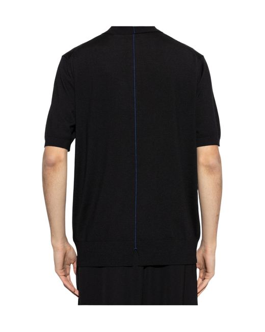 Burberry Black Logo Embroidered Knitted Polo Shirt for men