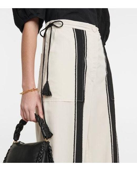 Altuzarra White Striped Crêpe Wide-Leg Pants
