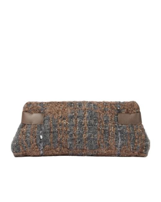 Brunello Cucinelli Gray Essence Sequin-Embellished Clutch Bag