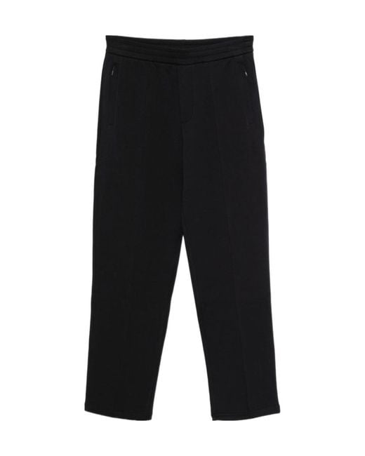 Emporio Armani Black Pleat Detailed Straight Leg Pants for men