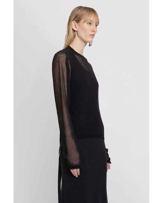 Ann Demeulemeester Black Logo Long-Sleeved T-Shirt