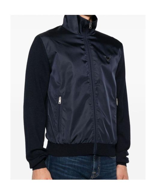 Prada Blue Jacket With Appliqué for men