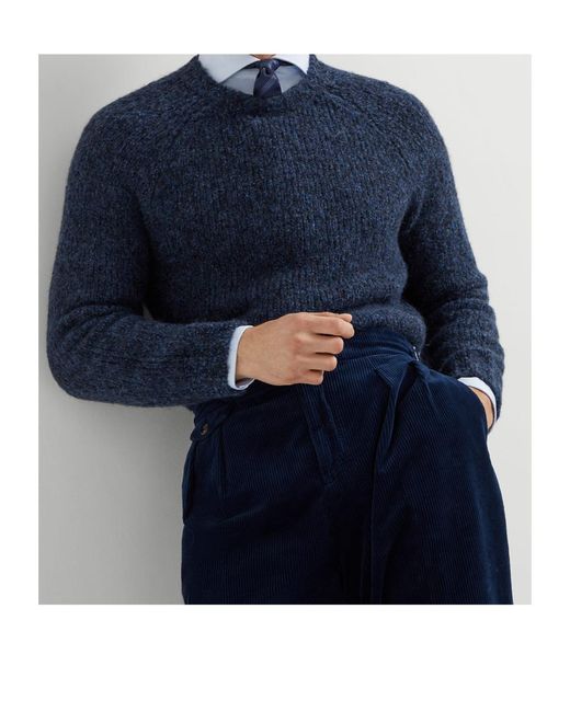 Brunello Cucinelli Blue Crewneck Knitted Jumper for men