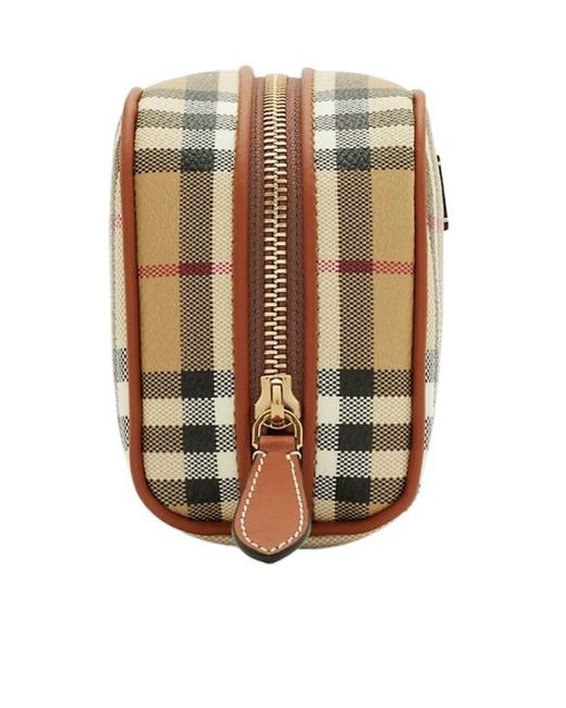 Burberry Metallic Checked Logo Patch Zipped Clutch Bag