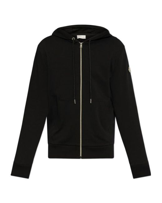 Moncler Black Zip-Up Hooded Cardigan for men